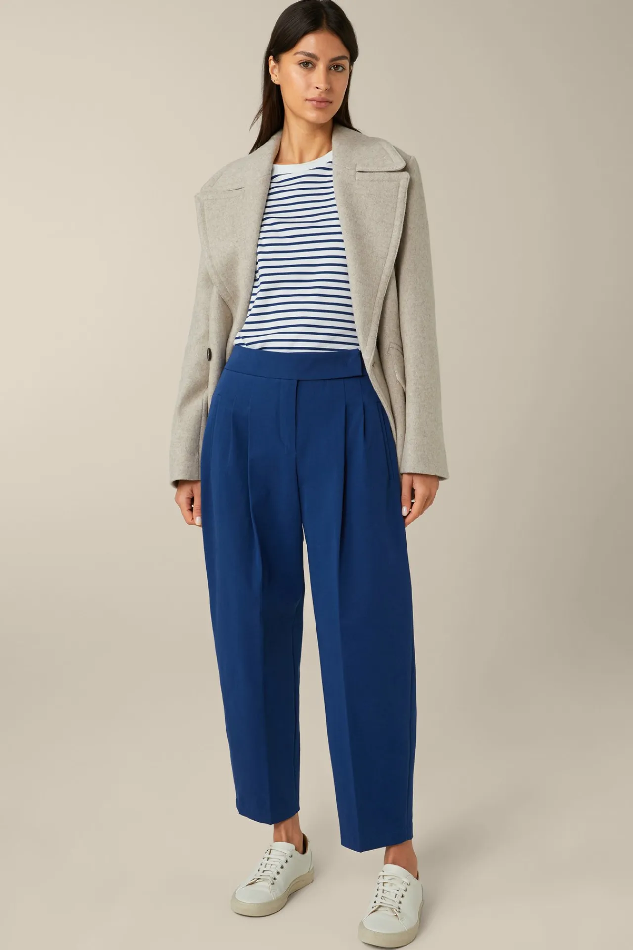 Baumwoll-Gabardine-Bundfalten-Hose In*Windsor Fashion