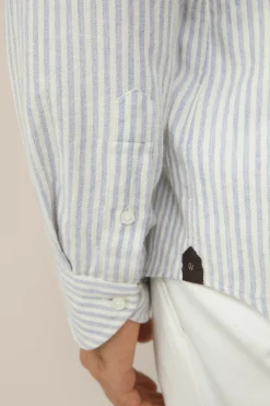 Baumwoll-Hemd Lano In Blau-Wollweis Gestreift*Windsor Discount