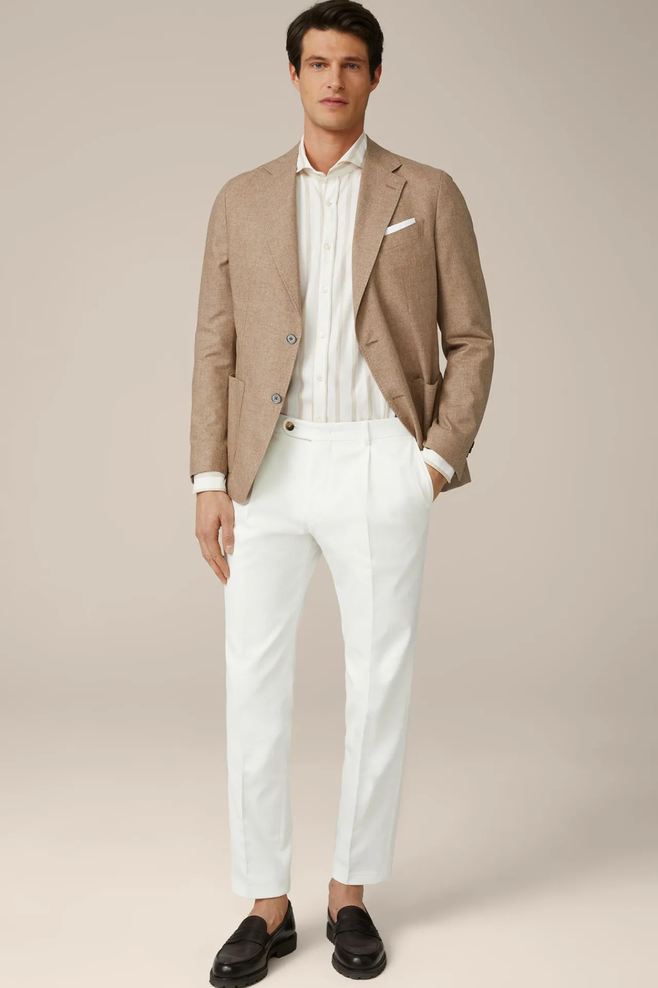 Baumwoll-Hemd Lano In Creme-Braun Gestreift*Windsor Hot