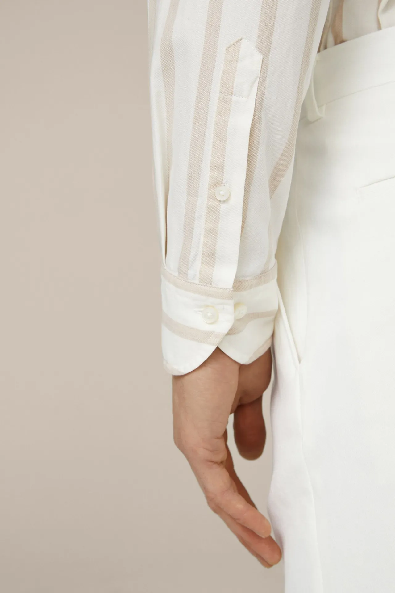 Baumwoll-Hemd Lano In Creme-Braun Gestreift*Windsor Hot