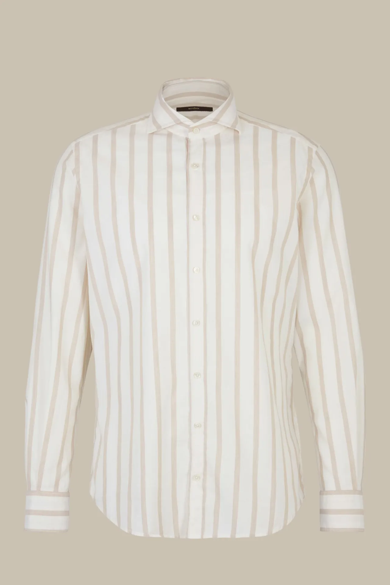 Baumwoll-Hemd Lano In Creme-Braun Gestreift*Windsor Hot