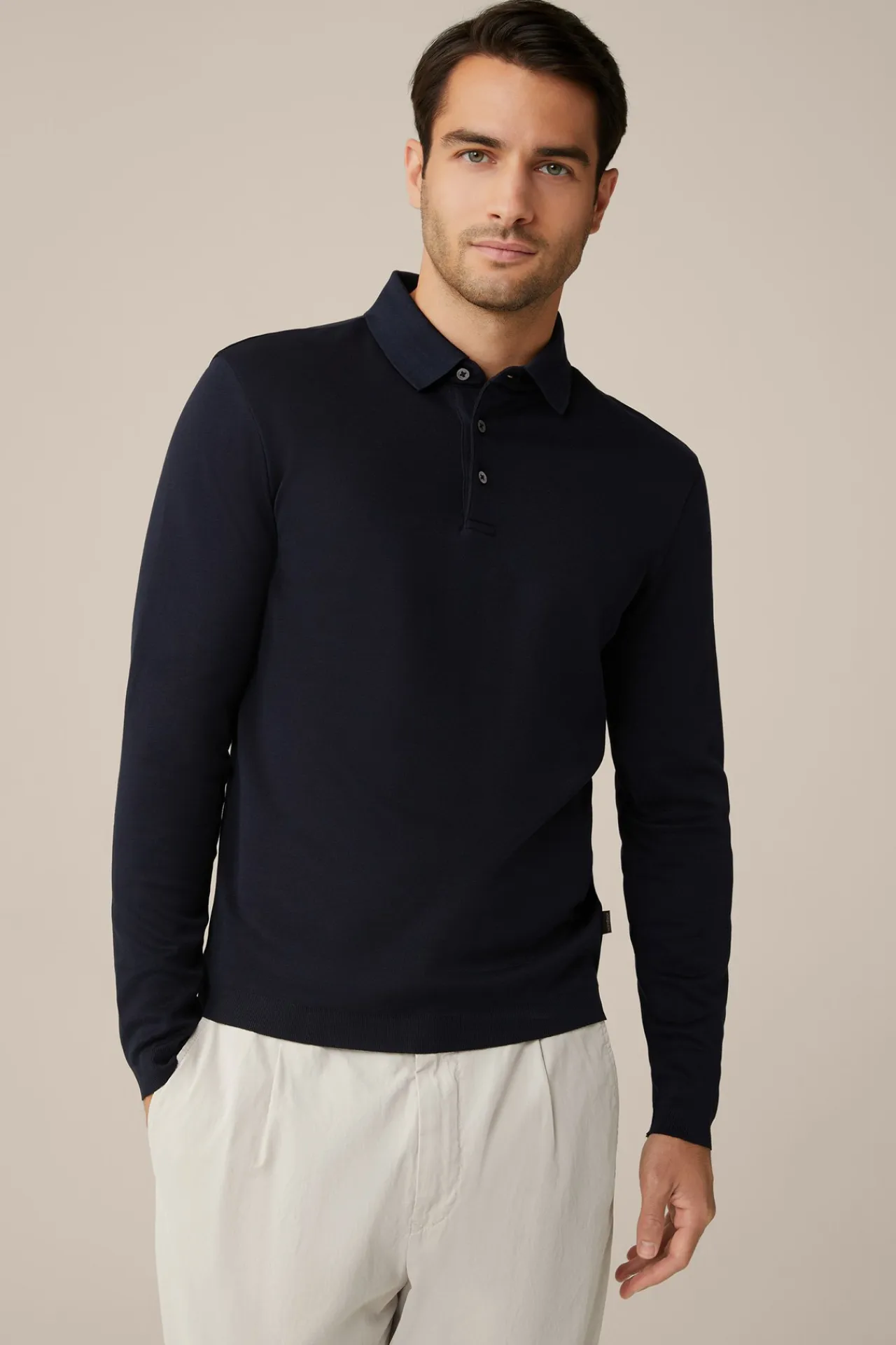 Baumwoll-Langarm-Poloshirt Frido In*Windsor Hot