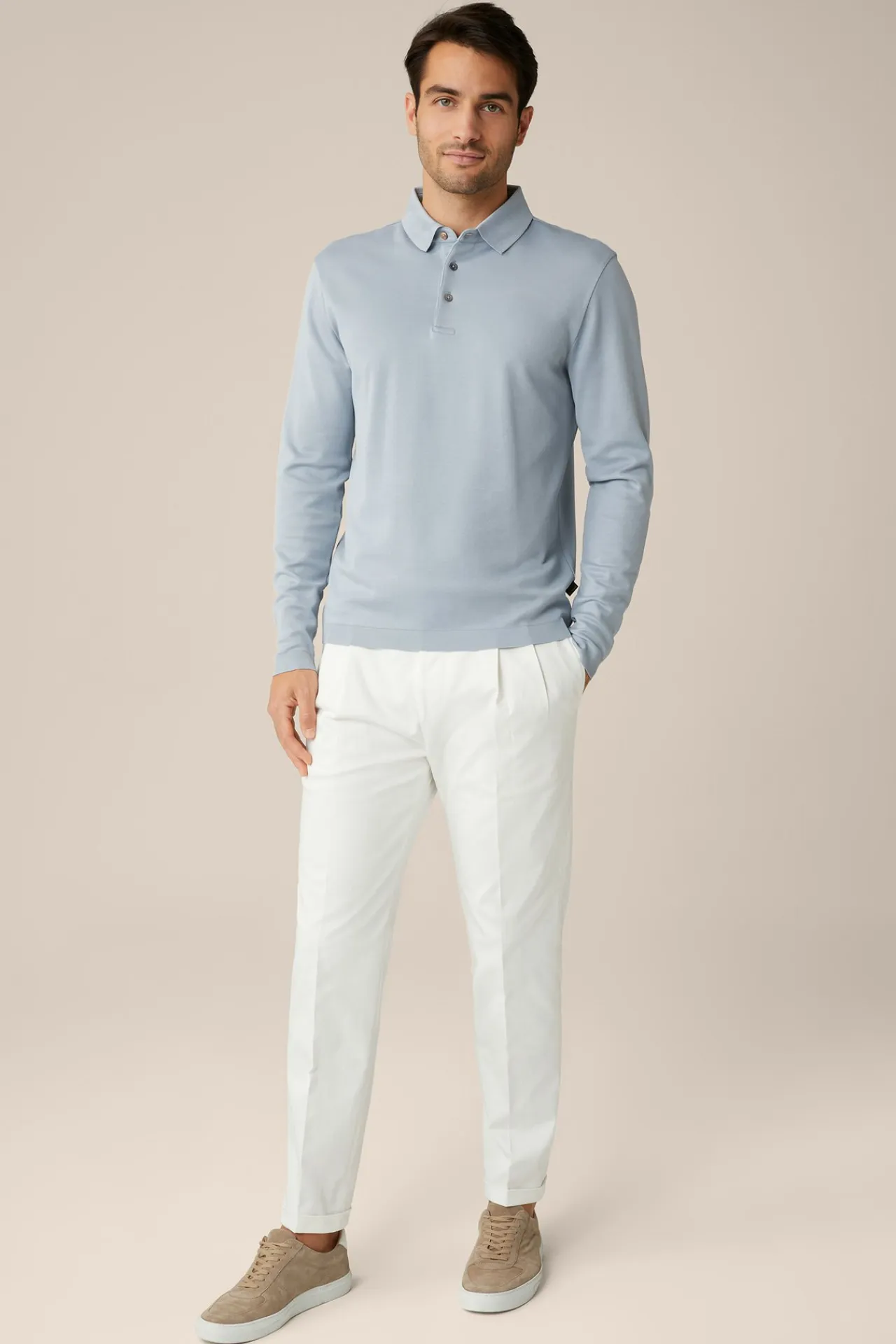 Baumwoll-Langarm-Poloshirt Frido In*Windsor Outlet