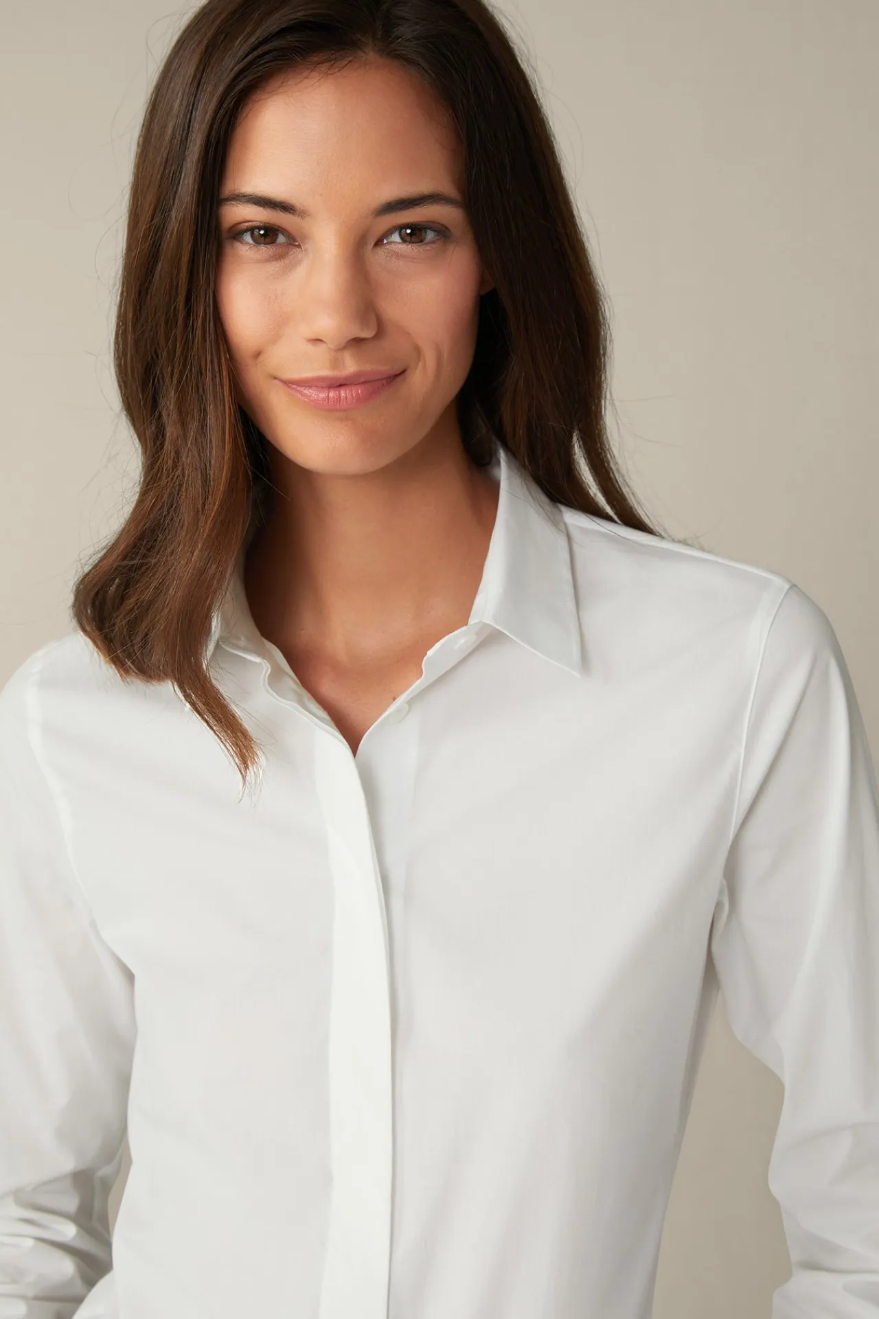 Baumwollstretch-Bluse Mit Hemdkragen In*Windsor Fashion