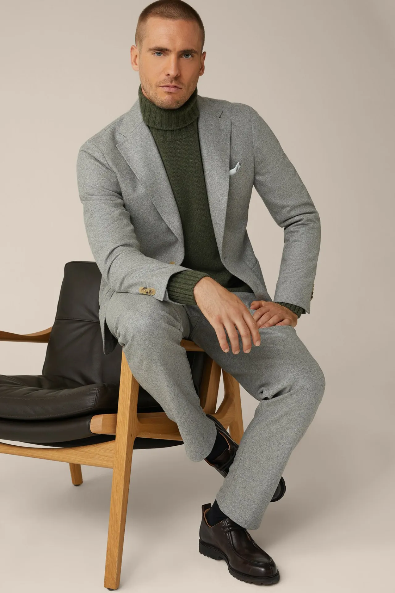 Cashmere-Baukasten-Hose Floro Mit Bundfalte In Grau Meliert*Windsor Outlet