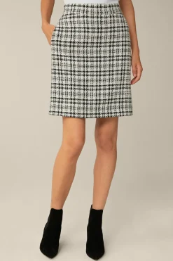 Cotton-Wool-Blend-Boucle-Rock In Weis-Schwarz Kariert*Windsor Online