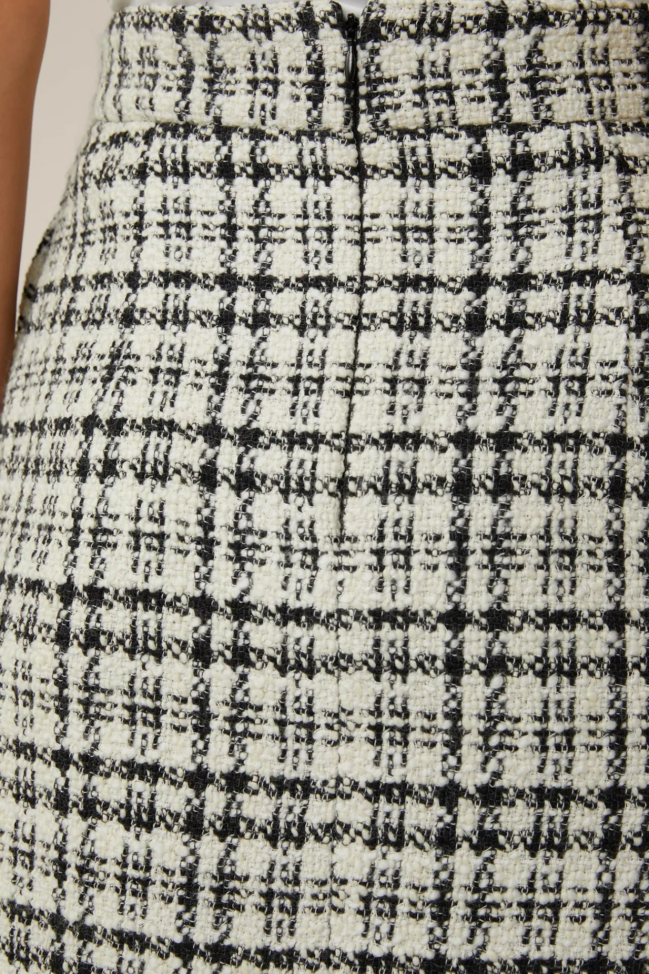 Cotton-Wool-Blend-Boucle-Rock In Weis-Schwarz Kariert*Windsor Online