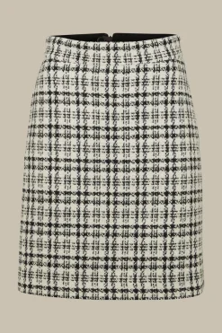 Cotton-Wool-Blend-Boucle-Rock In Weis-Schwarz Kariert*Windsor Online