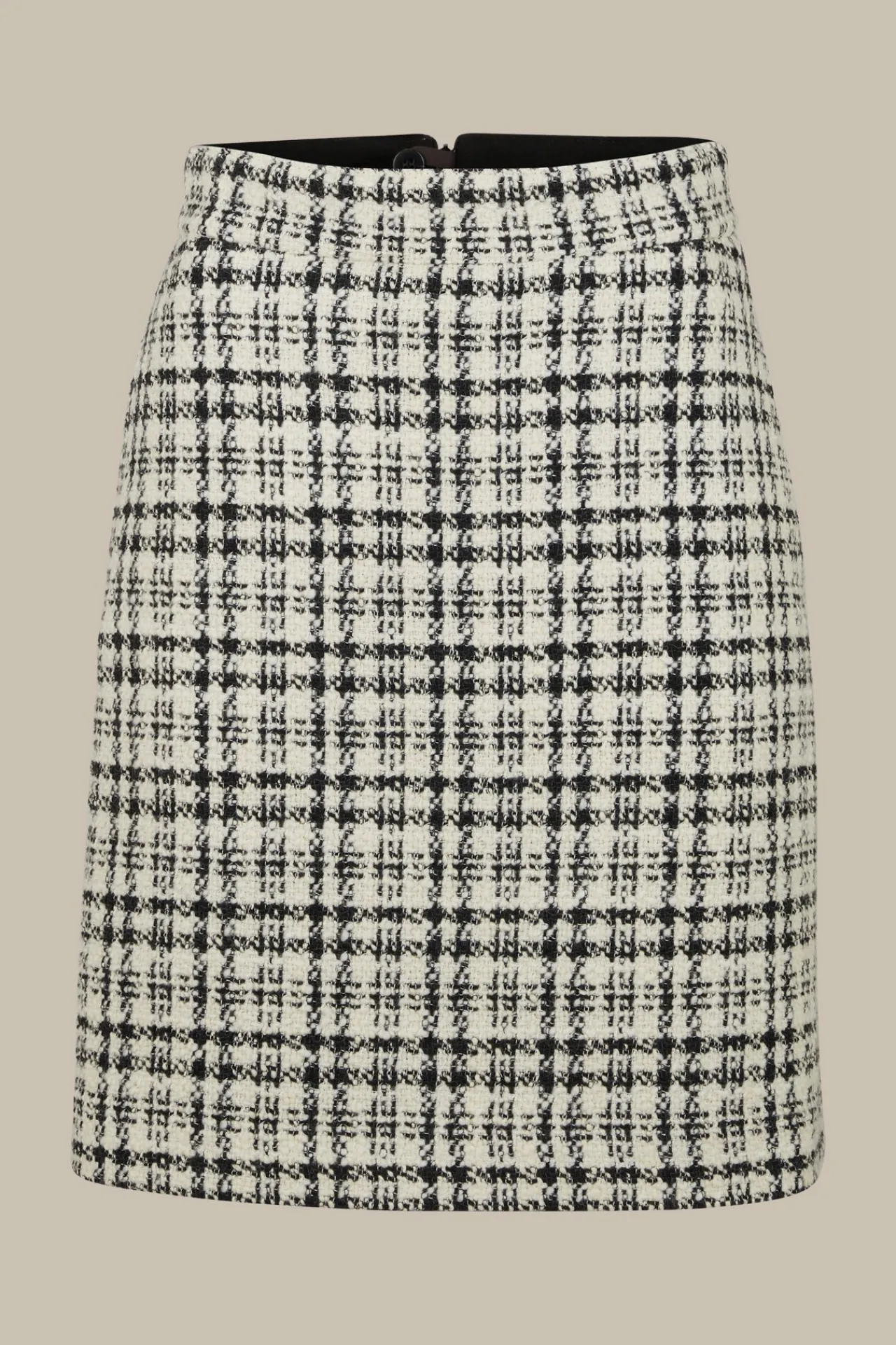 Cotton-Wool-Blend-Boucle-Rock In Weis-Schwarz Kariert*Windsor Online