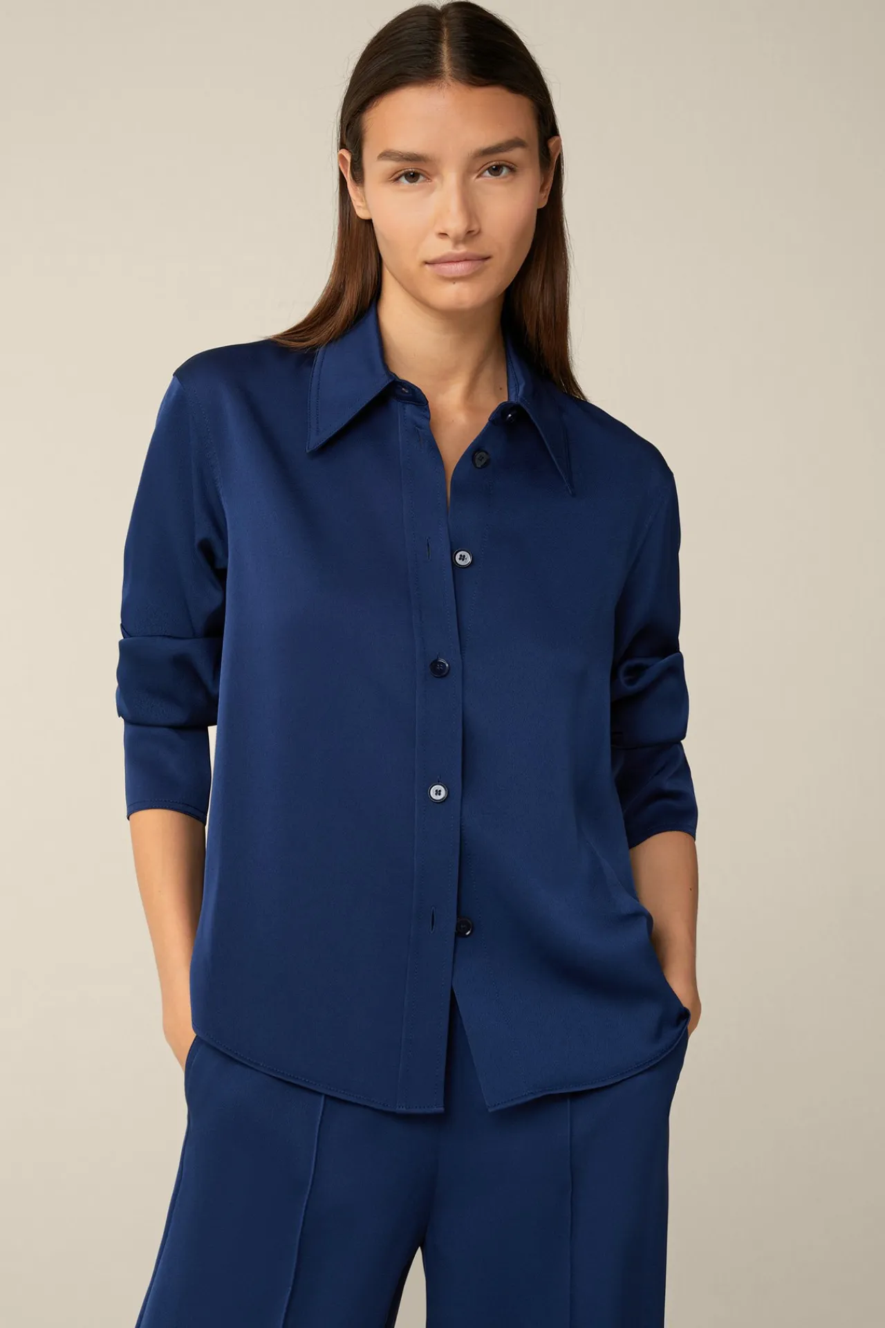 Crepe-Langarm-Hemd-Bluse In*Windsor Fashion