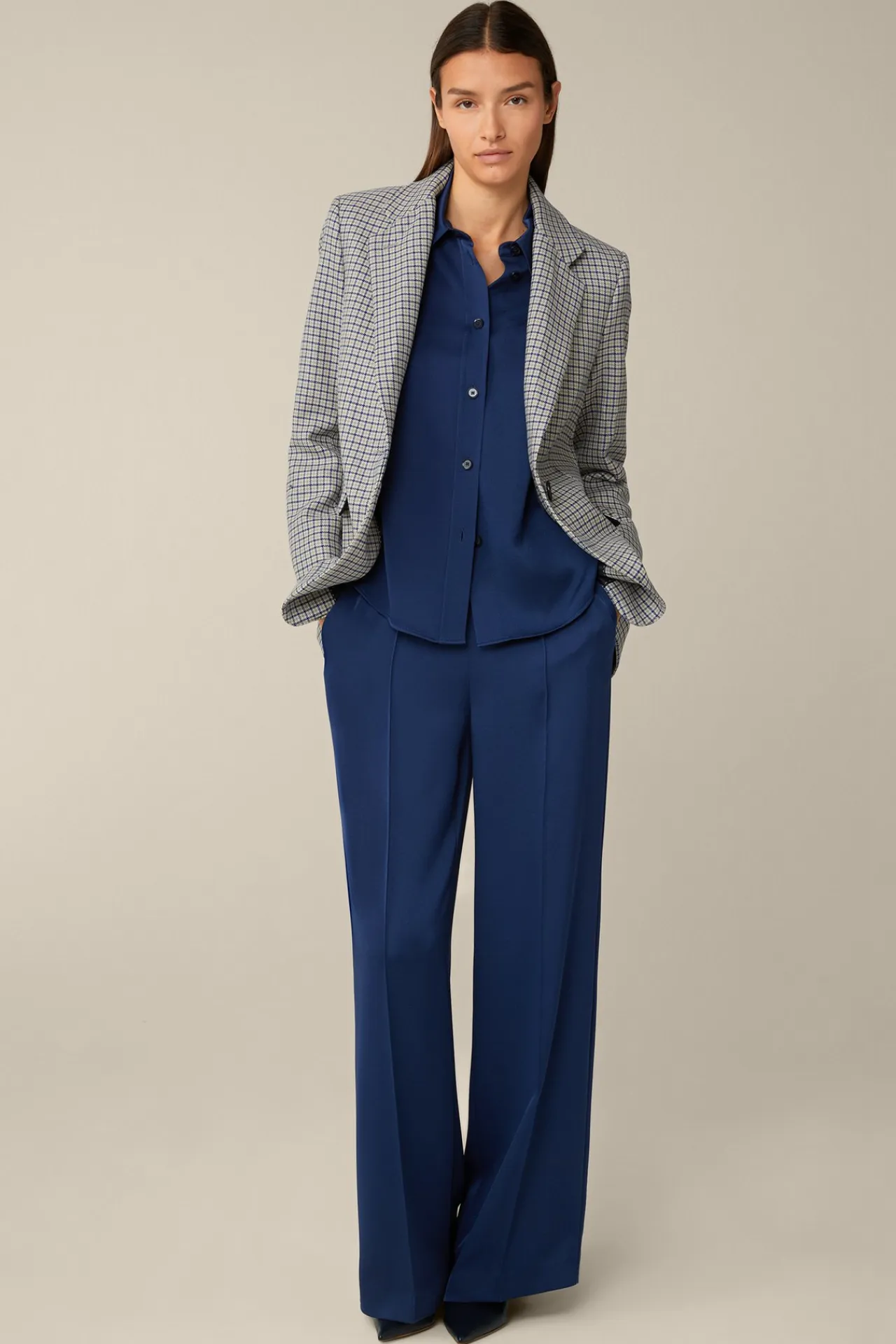 Crepe-Langarm-Hemd-Bluse In*Windsor Fashion
