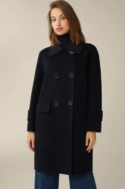Double-Wollmix-Doppelreiher-Mantel Mit Cashmere In*Windsor Hot