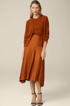 Duchesse-Satin-Rock In Midi-Lange In Kupfer*Windsor Outlet