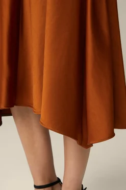 Duchesse-Satin-Rock In Midi-Lange In Kupfer*Windsor Outlet