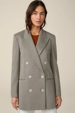 Jersey-Doppelreiher-Longblazer In Ecru Gemustert*Windsor New
