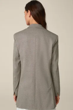 Jersey-Doppelreiher-Longblazer In Ecru Gemustert*Windsor New