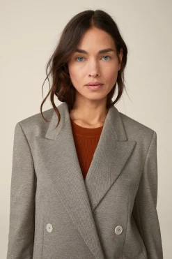 Jersey-Doppelreiher-Longblazer In Ecru Gemustert*Windsor New