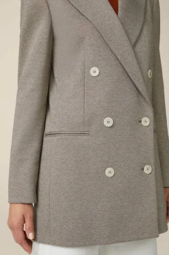 Jersey-Doppelreiher-Longblazer In Ecru Gemustert*Windsor New