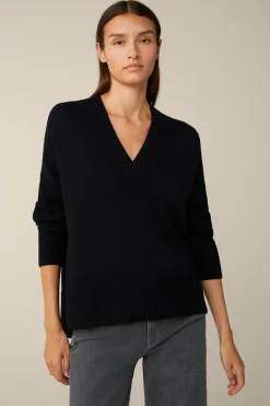 Merino-Strick-Pullover Mit V-Ausschnitt In*Windsor Fashion