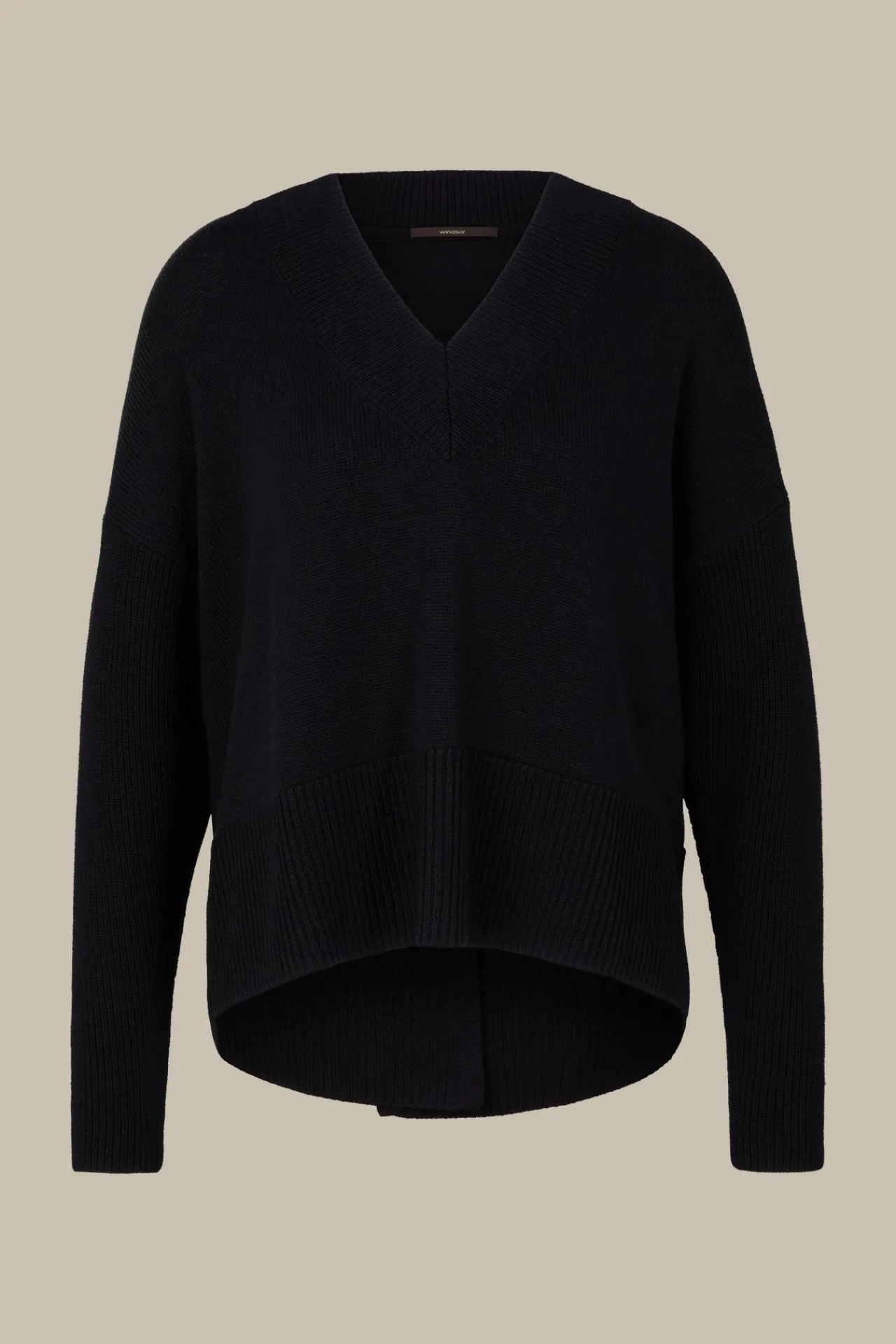 Merino-Strick-Pullover Mit V-Ausschnitt In*Windsor Fashion