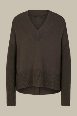 Merino-Strick-Pullover Mit V-Ausschnitt In*Windsor Hot