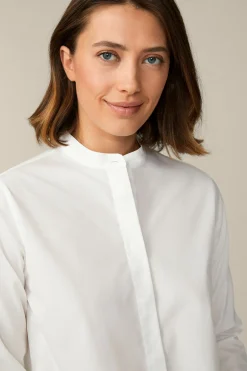 Popeline-Baumwoll-Bluse Mit Stehkragen In*Windsor Discount