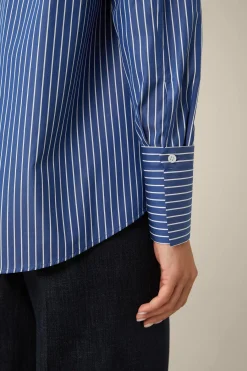 Popeline-Baumwoll-Streifen-Hemd-Bluse In*Windsor Hot