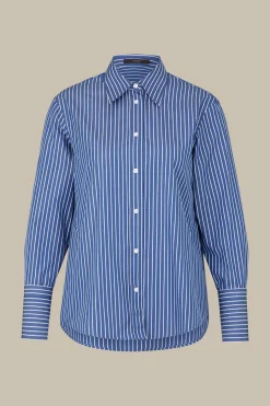Popeline-Baumwoll-Streifen-Hemd-Bluse In*Windsor Hot