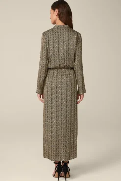 Print-Hemdblusen-Kleid Aus Viskose In Schwarz-Beige Gemustert*Windsor Sale