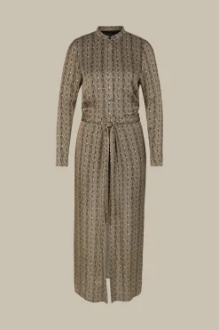 Print-Hemdblusen-Kleid Aus Viskose In Schwarz-Beige Gemustert*Windsor Sale