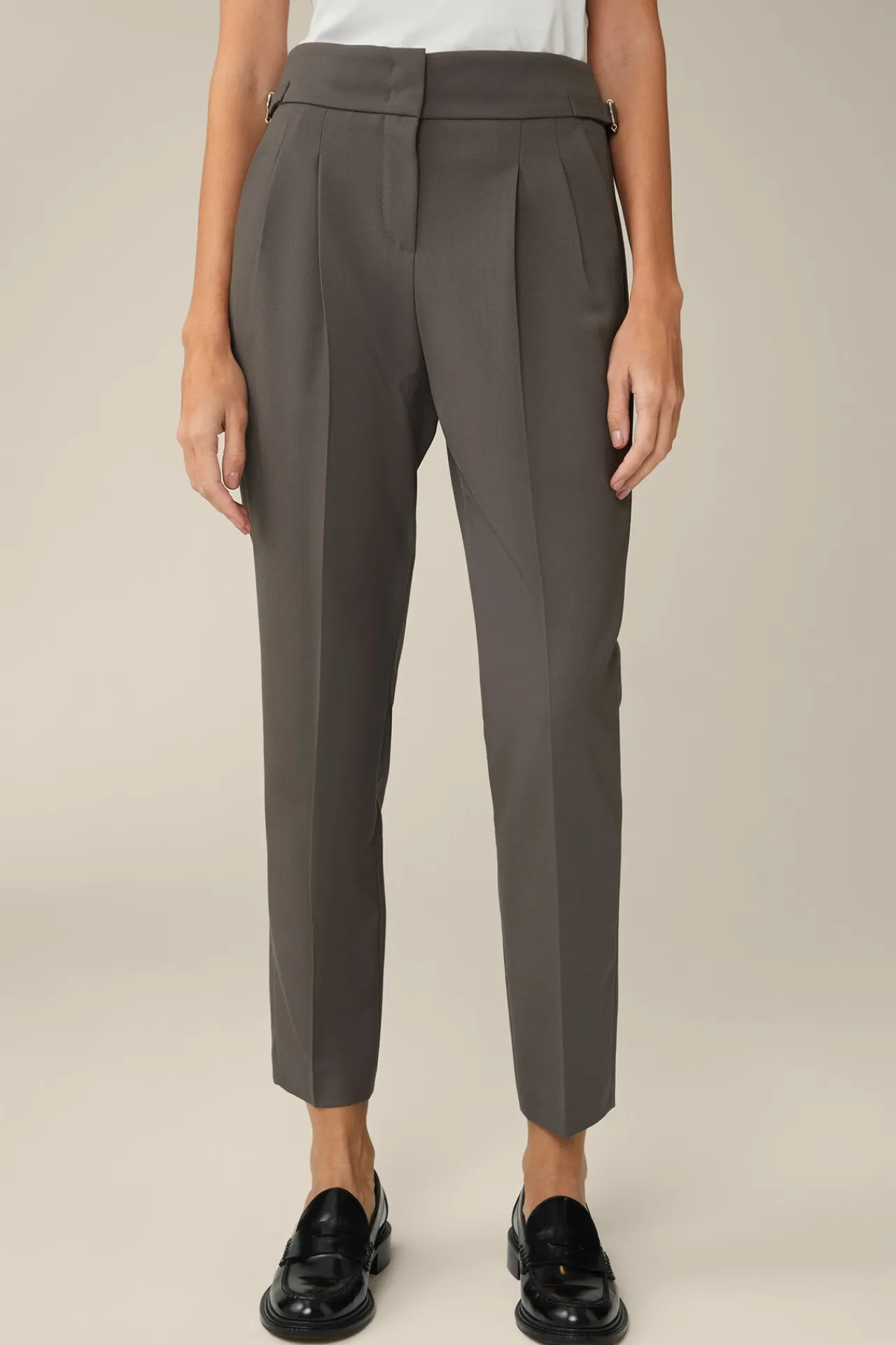 Schurwoll-Bundfalten-Hose In Taupe*Windsor Fashion