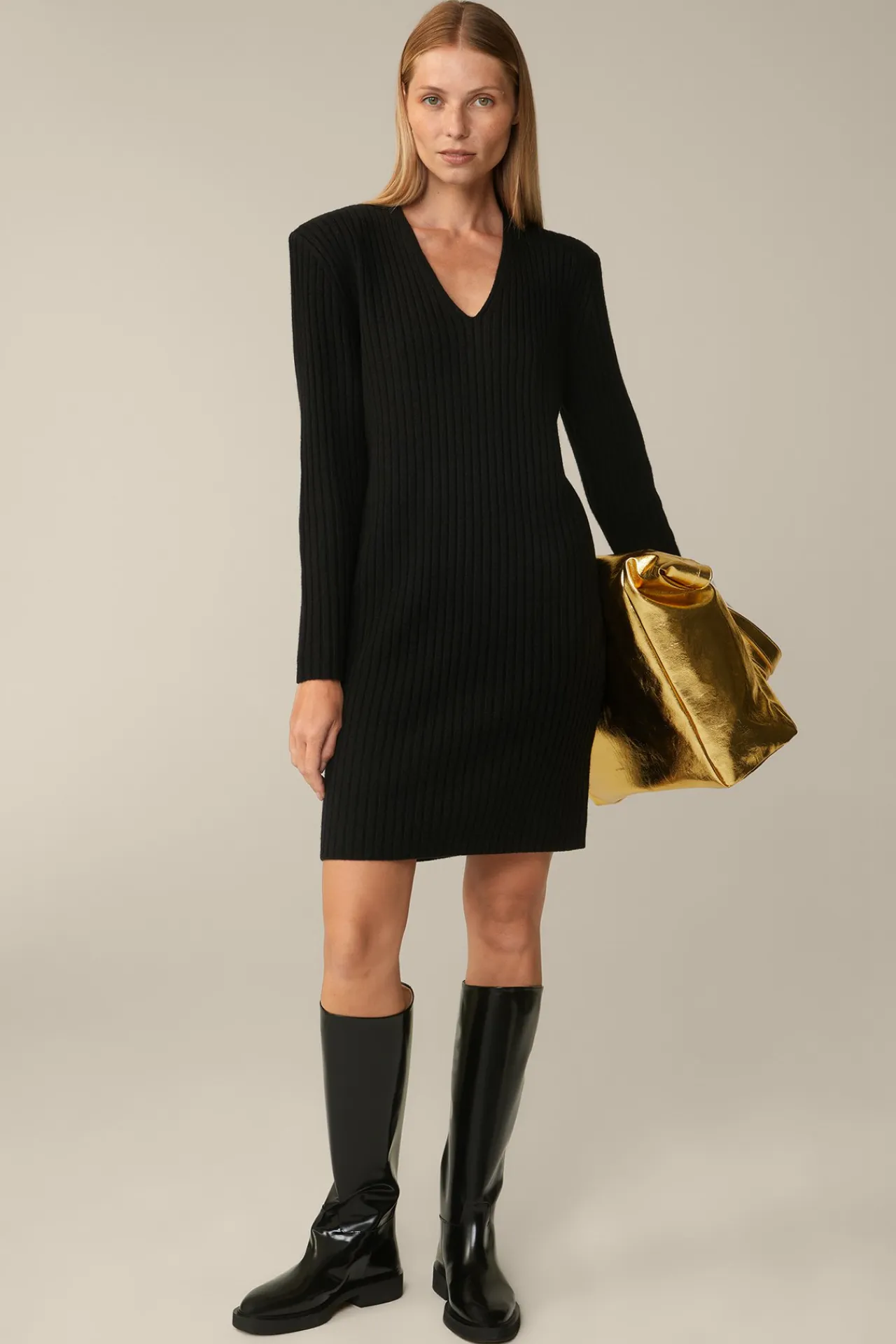Schurwoll-Cashmeremix-Ripp-Strick-Kleid In*Windsor Clearance