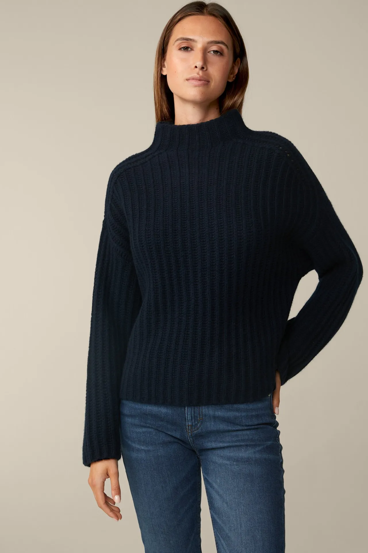 Schurwoll-Cashmeremix-Stehkragen-Pullover In*Windsor Fashion