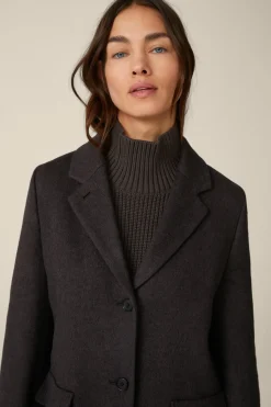 Schurwoll-Eggshape-Mantel Mit Cashmere In Anthrazit Meliert*Windsor Fashion