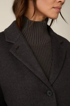 Schurwoll-Eggshape-Mantel Mit Cashmere In Anthrazit Meliert*Windsor Fashion