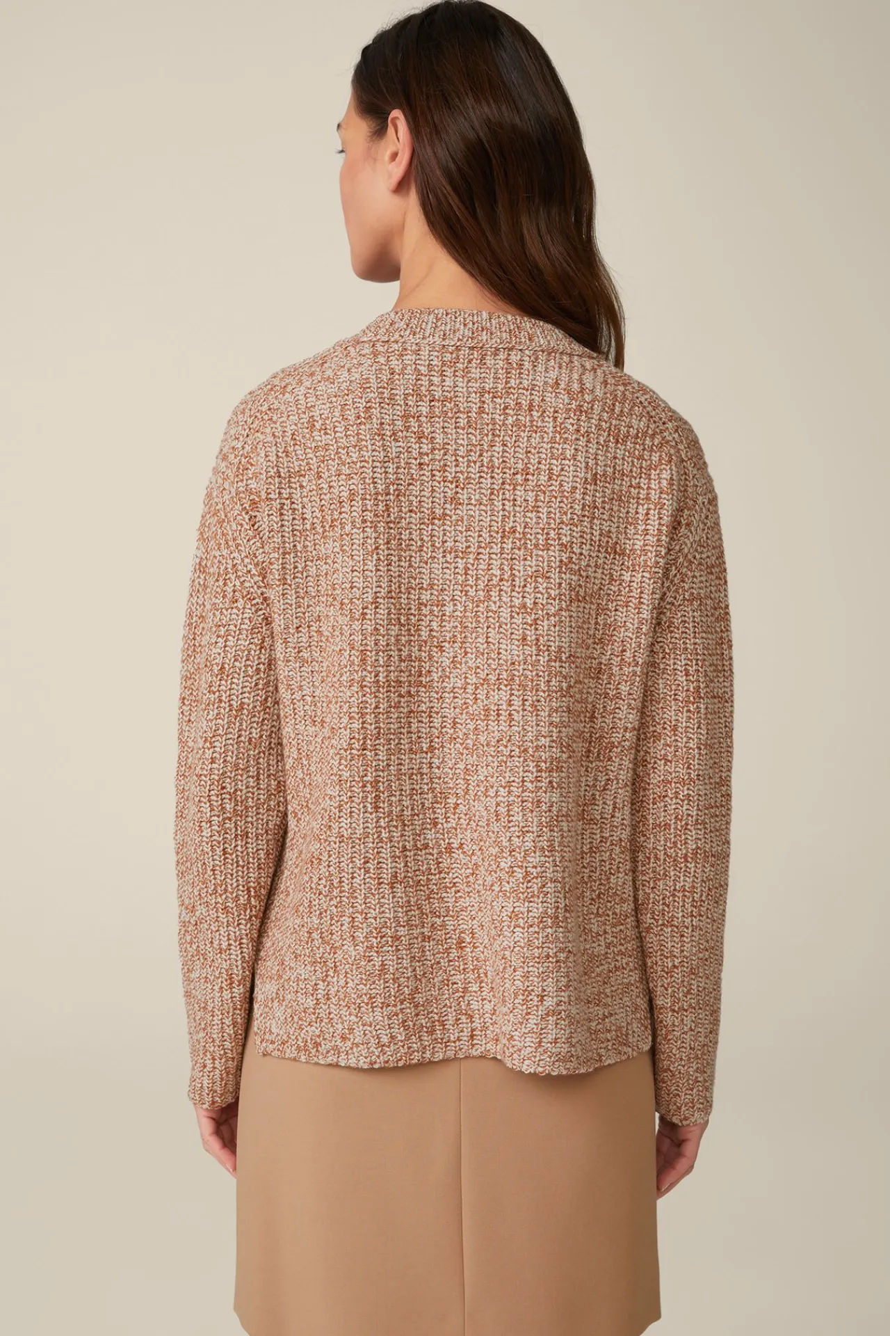 Schurwoll-Pullover Mit Cashmere In Kupfer-Ecru Gemustert*Windsor Hot