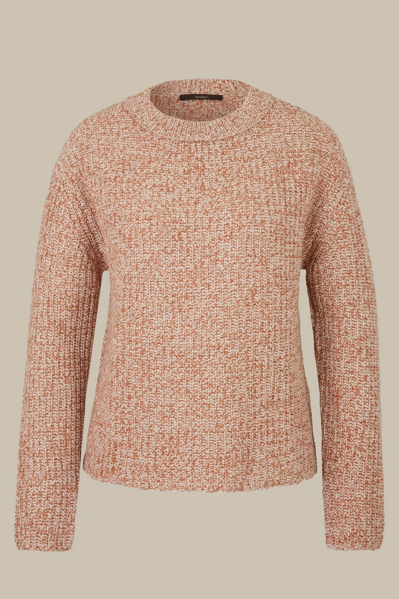 Schurwoll-Pullover Mit Cashmere In Kupfer-Ecru Gemustert*Windsor Hot