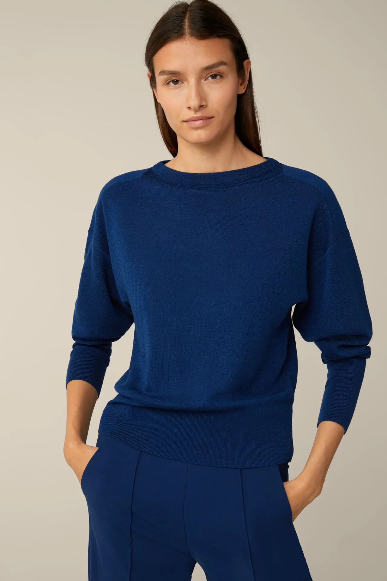 Schurwoll-Ripp-Strick-Pullover Mit Seide In*Windsor Hot
