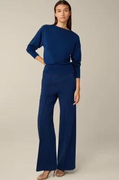 Schurwoll-Ripp-Strick-Pullover Mit Seide In*Windsor Hot
