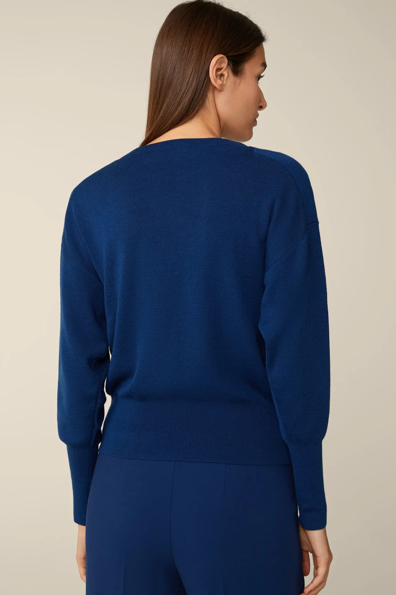Schurwoll-Ripp-Strick-Pullover Mit Seide In*Windsor Hot