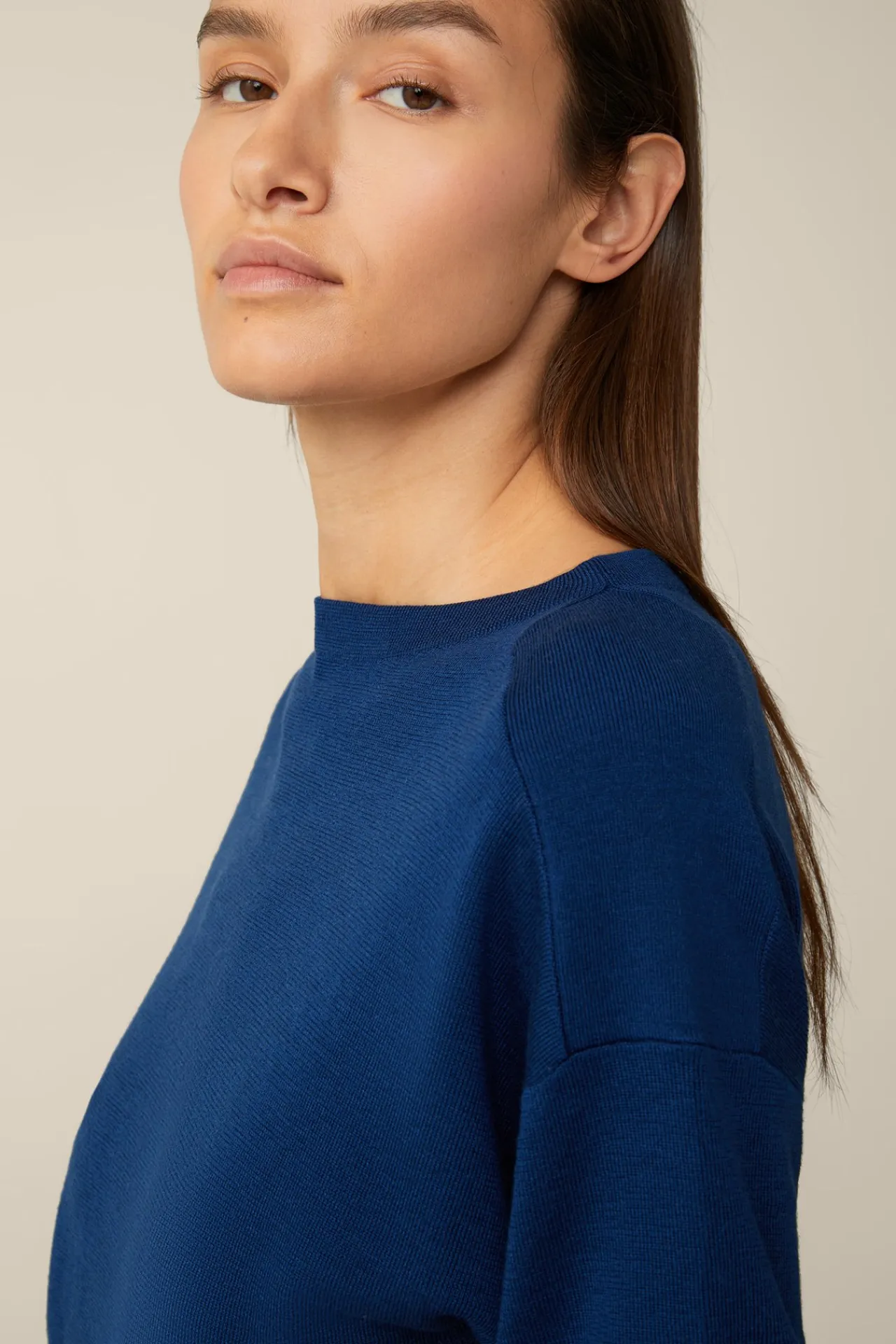 Schurwoll-Ripp-Strick-Pullover Mit Seide In*Windsor Hot
