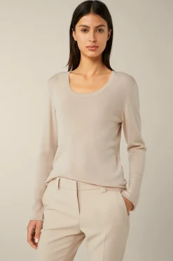 Schurwoll-Ripp-Strick-Pullover Mit Seide In*Windsor Hot