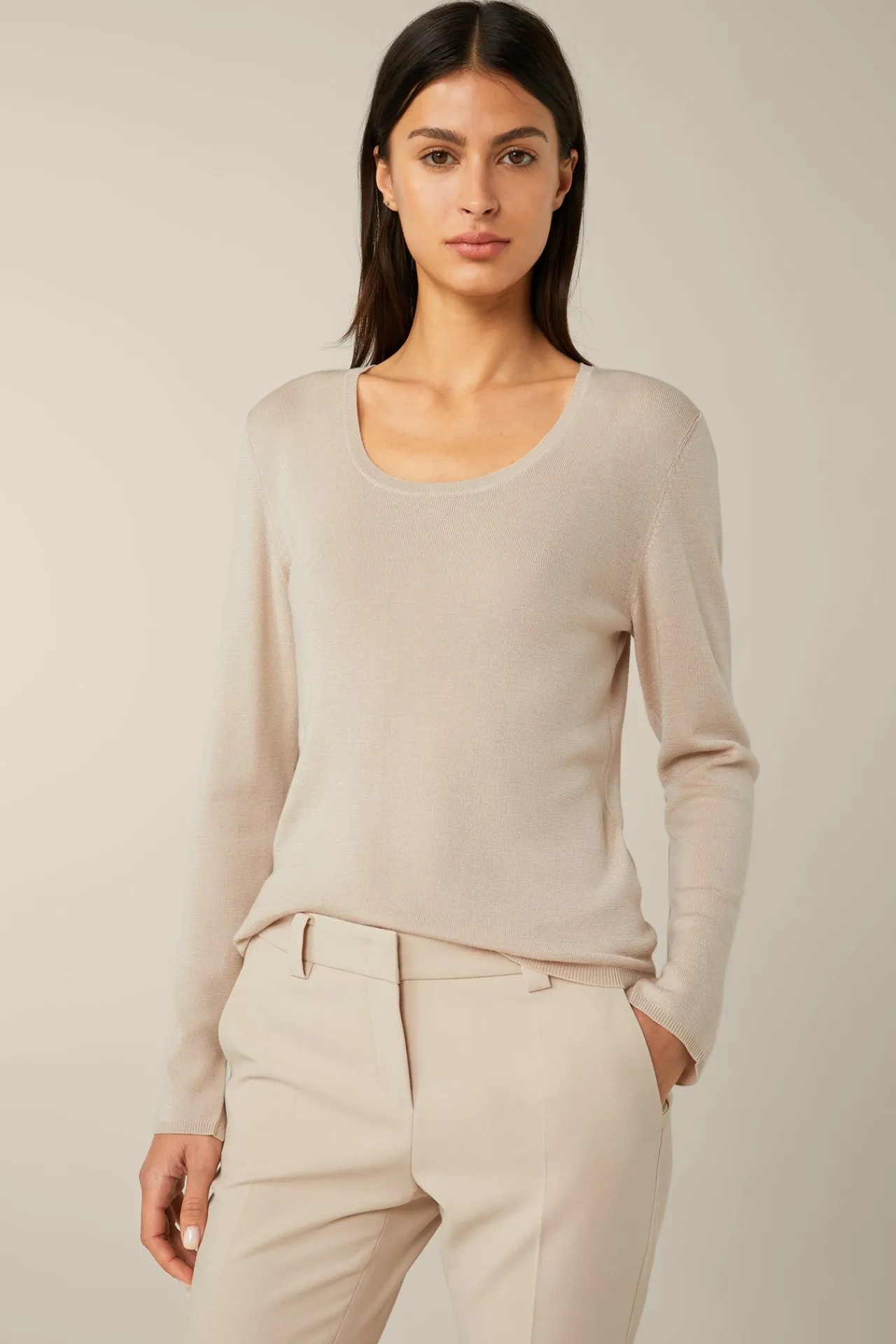Schurwoll-Ripp-Strick-Pullover Mit Seide In*Windsor Hot