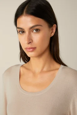 Schurwoll-Ripp-Strick-Pullover Mit Seide In*Windsor Hot