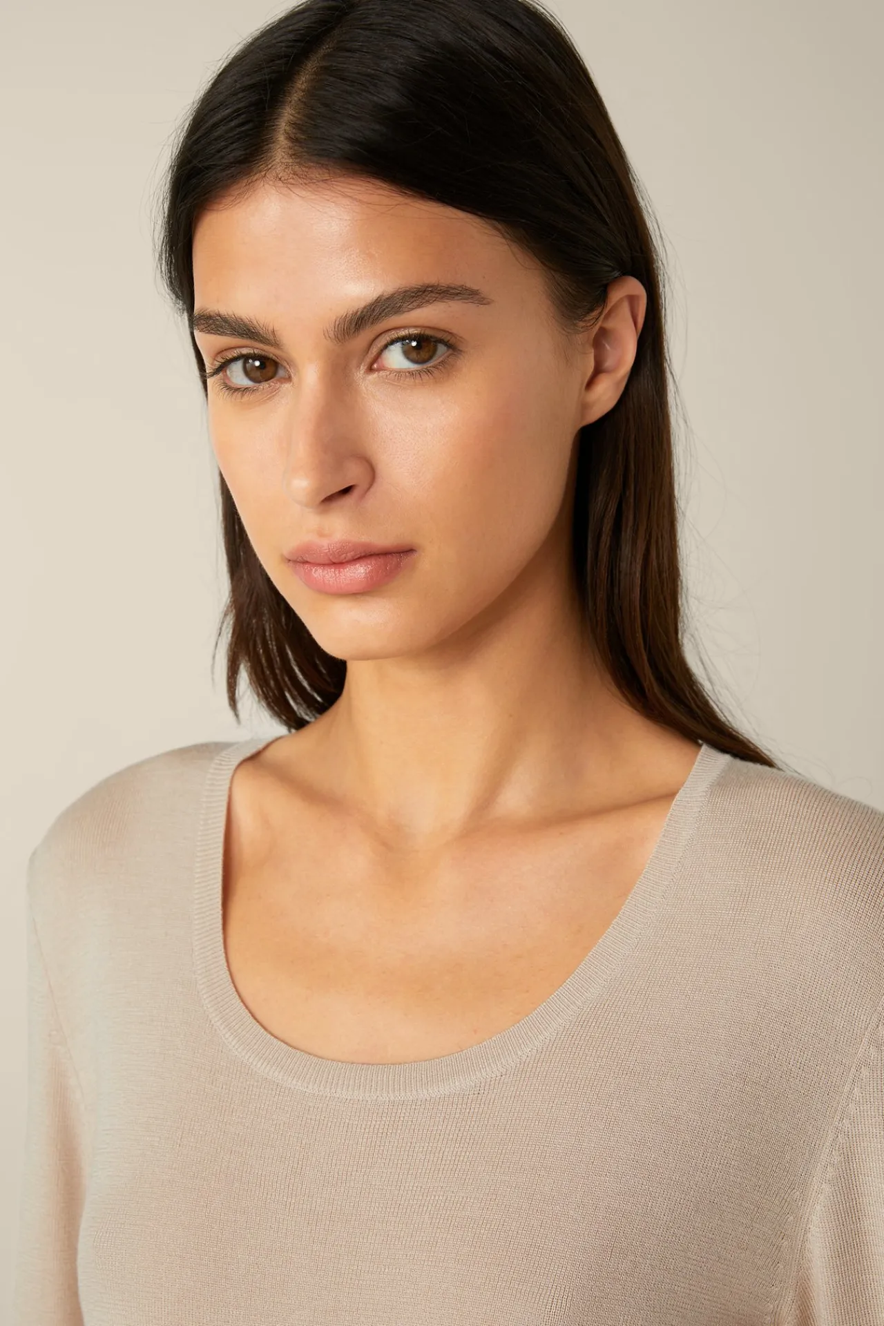Schurwoll-Ripp-Strick-Pullover Mit Seide In*Windsor Hot