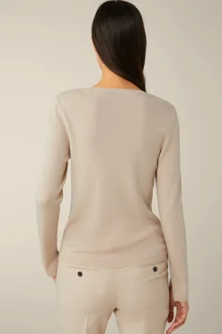 Schurwoll-Ripp-Strick-Pullover Mit Seide In*Windsor Hot