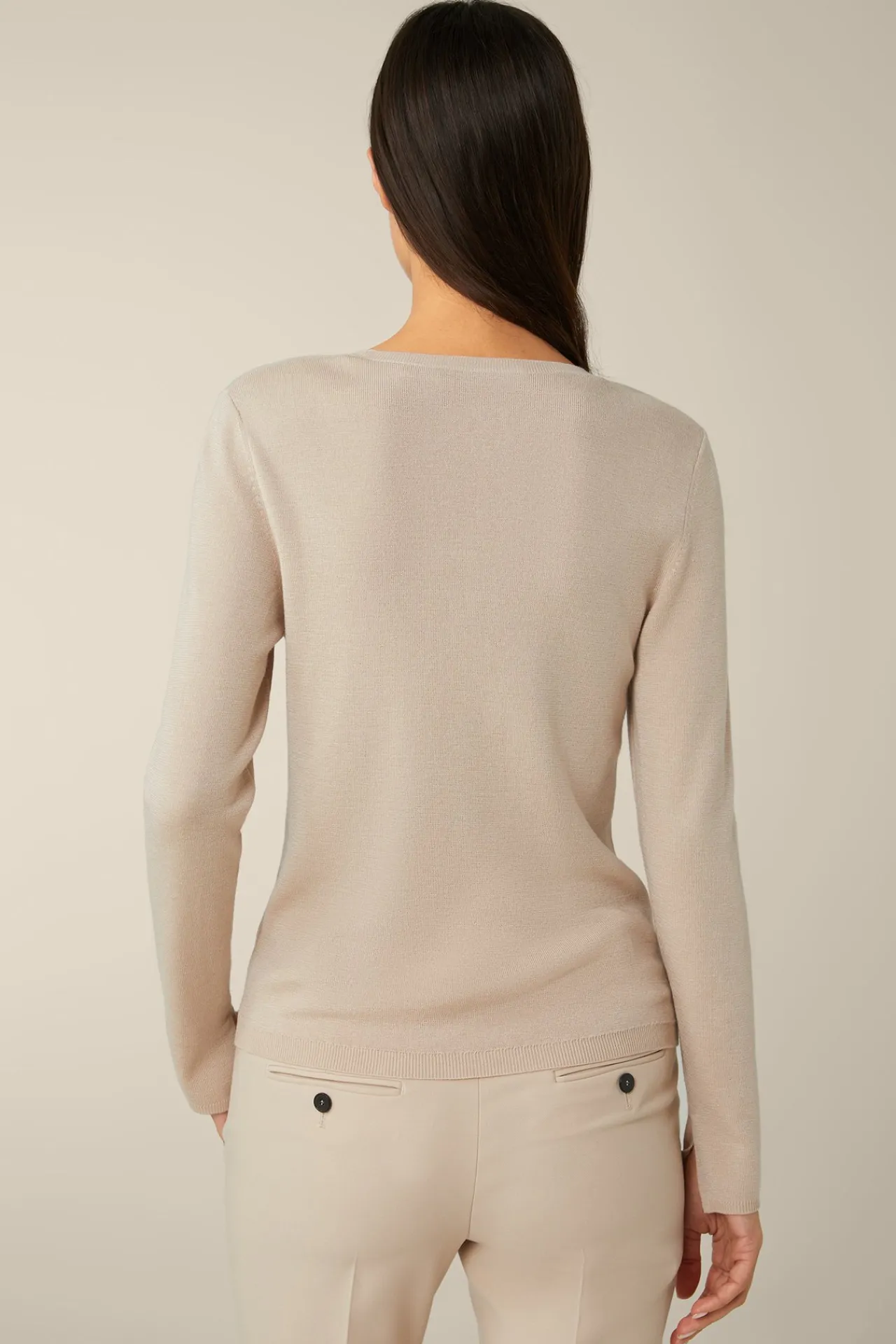 Schurwoll-Ripp-Strick-Pullover Mit Seide In*Windsor Hot