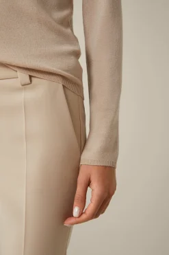 Schurwoll-Ripp-Strick-Pullover Mit Seide In*Windsor Hot