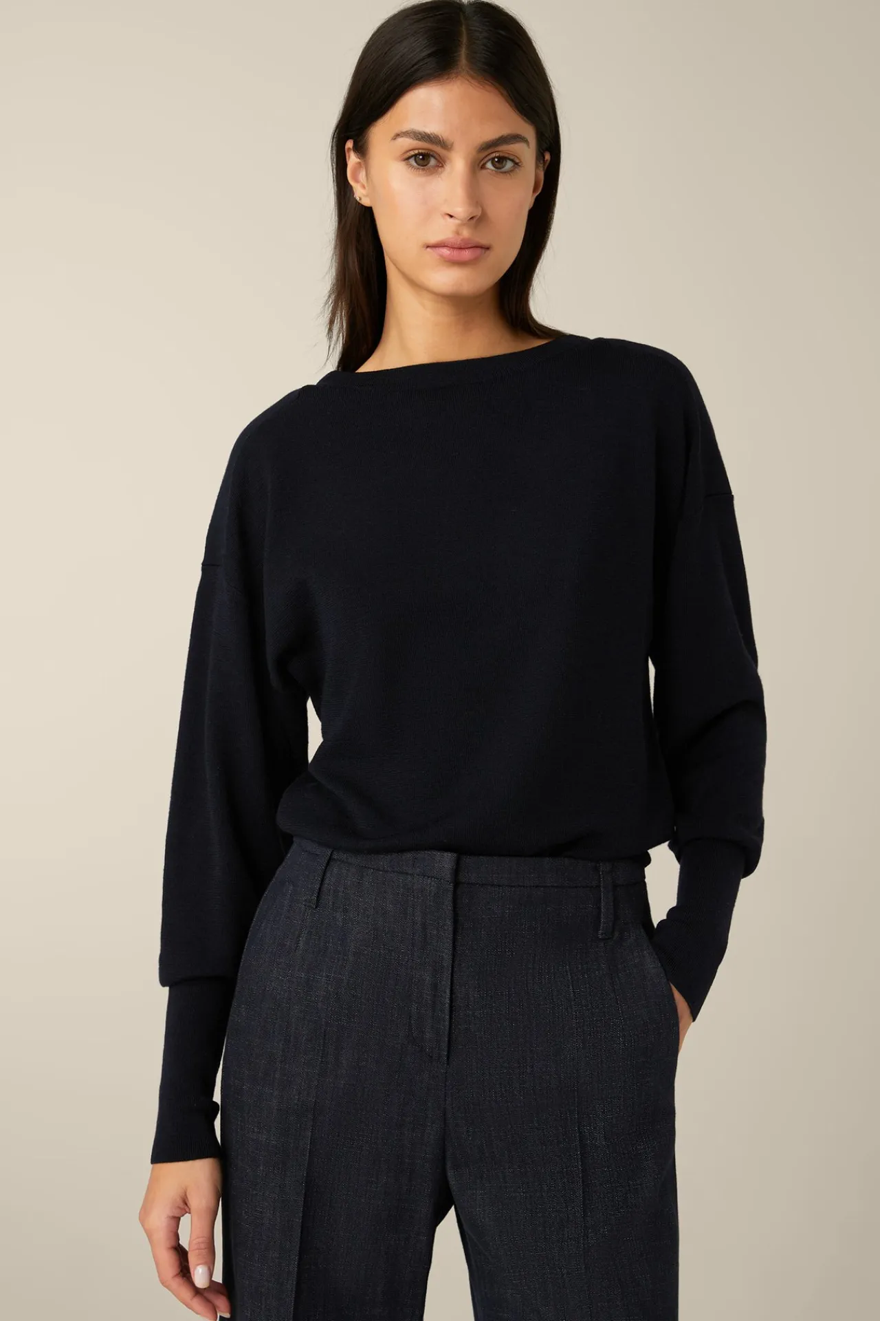 Schurwoll-Ripp-Strick-Pullover Mit Seide In*Windsor Best