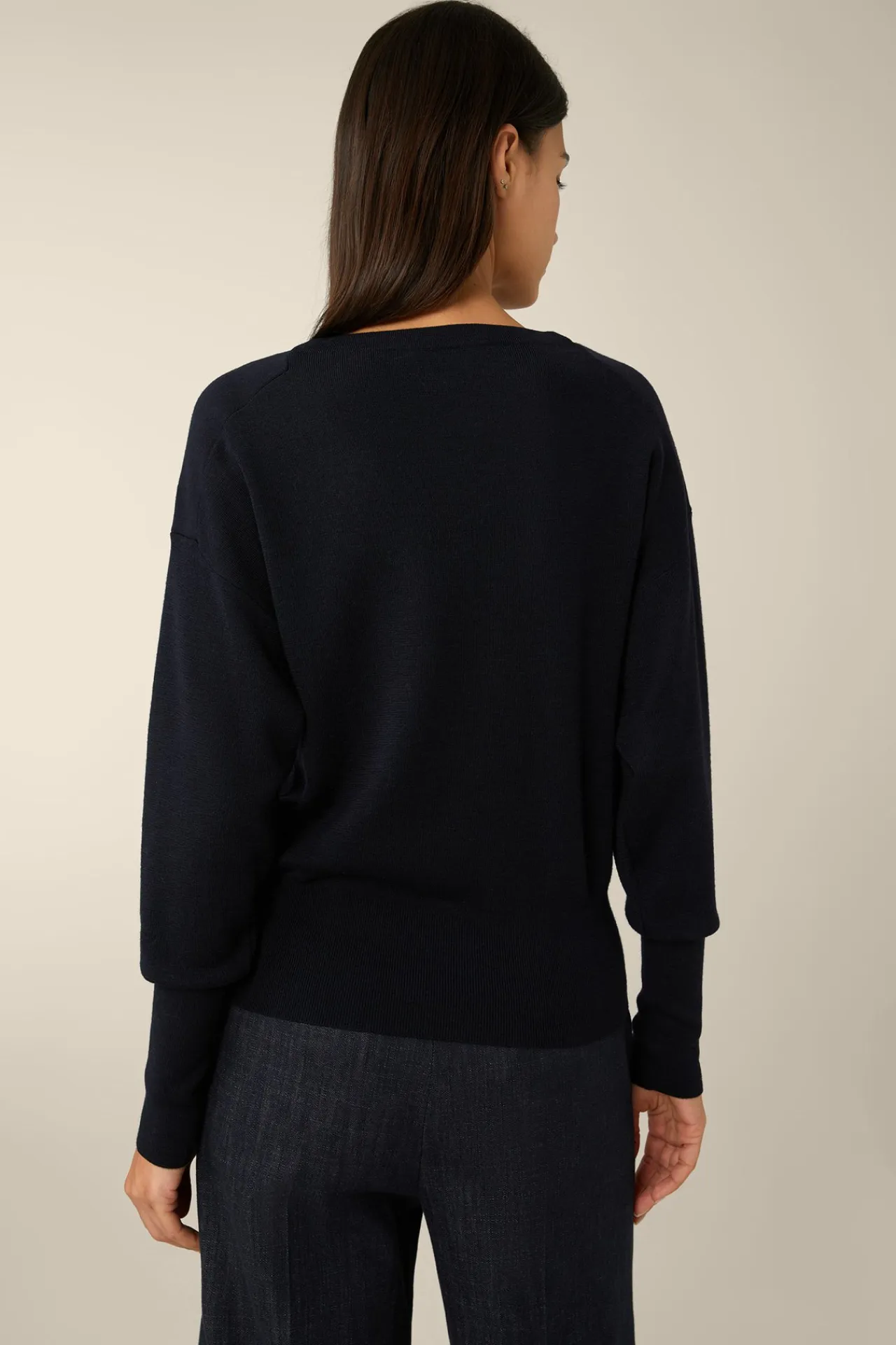 Schurwoll-Ripp-Strick-Pullover Mit Seide In*Windsor Best